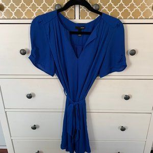 Aqua Royal Blue Shift Dress with Tie